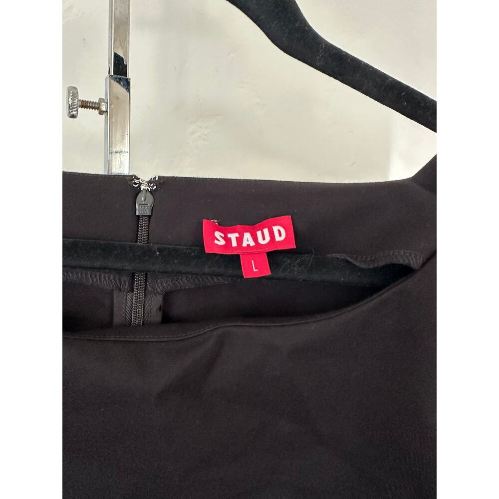 STAUD Hawthorne Taffeta-Trimmed Mini Dress Black L - Picture 3 of 5
